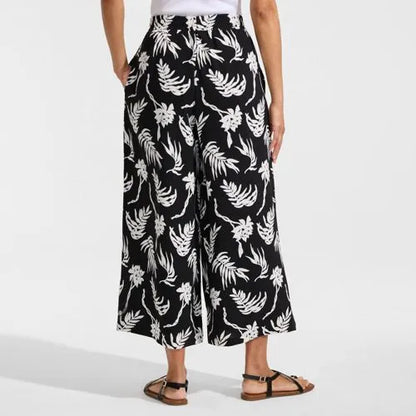 Women's Creaseless High Rise Palazzo Crop Pants
