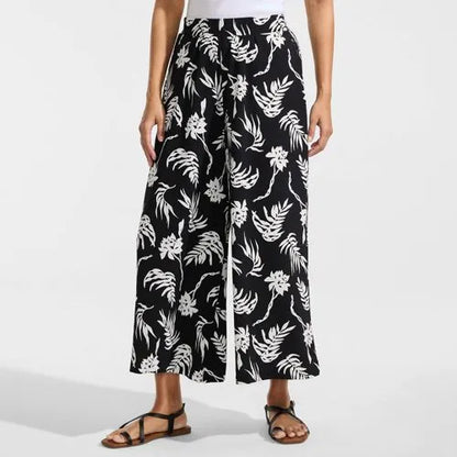 Women's Creaseless High Rise Palazzo Crop Pants