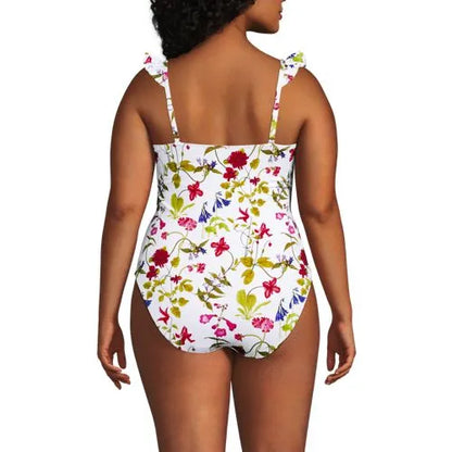 Women's Plus Size Balconette Ruffle High Leg One Piece Swimsuit