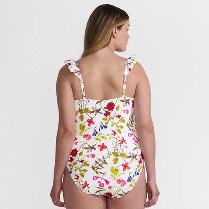 Women's Plus Size Balconette Ruffle High Leg One Piece Swimsuit