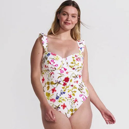 Women's Plus Size Balconette Ruffle High Leg One Piece Swimsuit