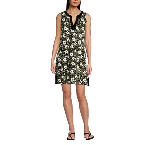Women's Cotton Jersey Notch Neck Dress
