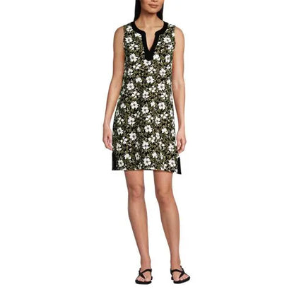 Women's Cotton Jersey Notch Neck Dress