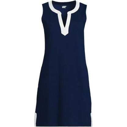 Women's Cotton Jersey Notch Neck Dress