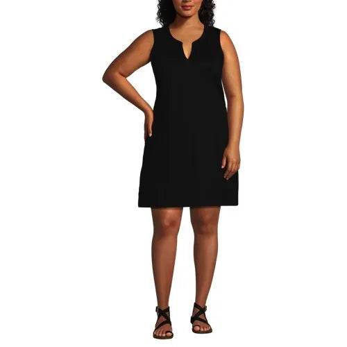 Women's Cotton Jersey Notch Neck Dress