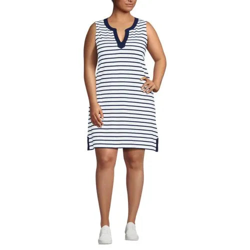 Women's Cotton Jersey Notch Neck Dress