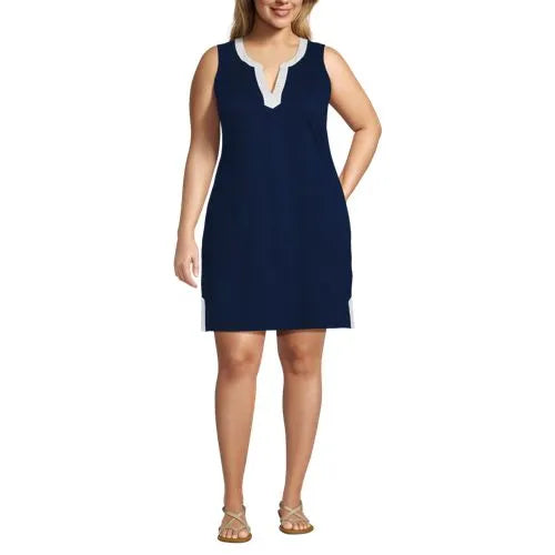Women's Cotton Jersey Notch Neck Dress