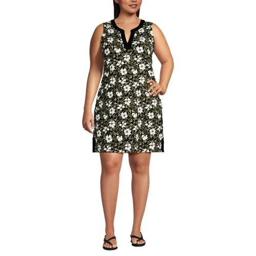 Women's Cotton Jersey Notch Neck Dress