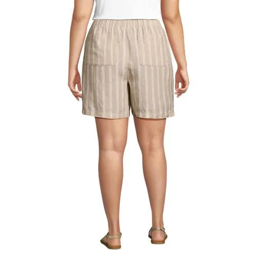 Women's Linen High Rise Pull On 7" Shorts