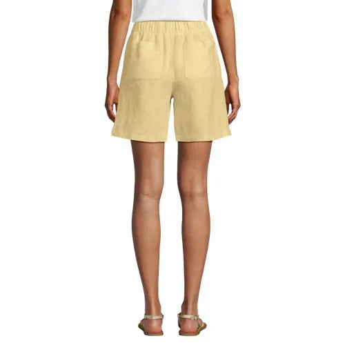 Women's Linen High Rise Pull On 7" Shorts
