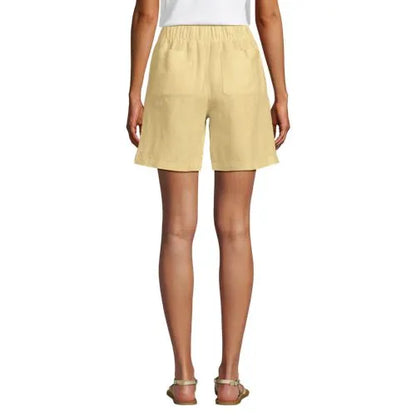 Women's Linen High Rise Pull On 7" Shorts