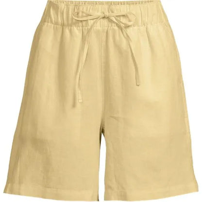 Women's Linen High Rise Pull On 7" Shorts