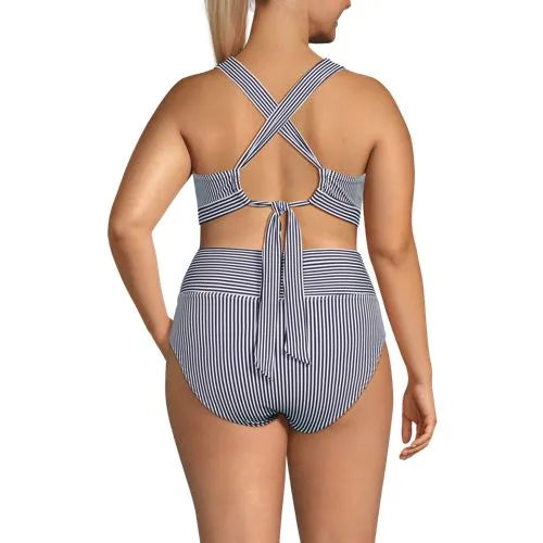 Women's V-neck Bikini and High Waisted Bottom Swimsuit Set
