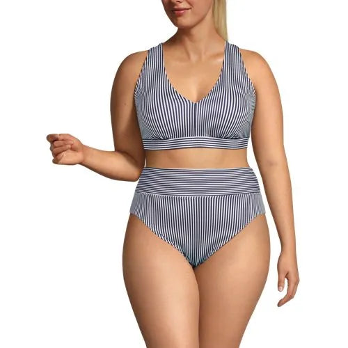 Women's V-neck Bikini and High Waisted Bottom Swimsuit Set