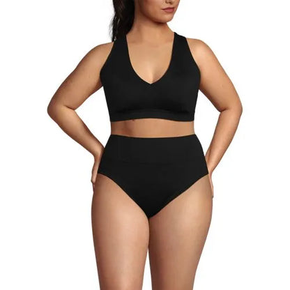 Women's V-neck Bikini and High Waisted Bottom Swimsuit Set