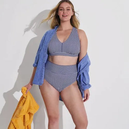 Women's V-neck Bikini and High Waisted Bottom Swimsuit Set
