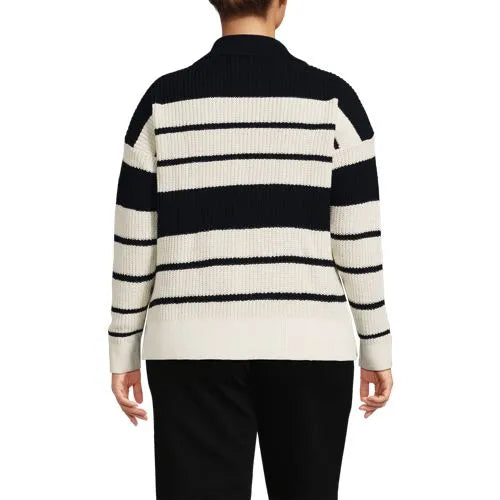 Women's Cotton Boucle Johnny Collar Shaker Pullover