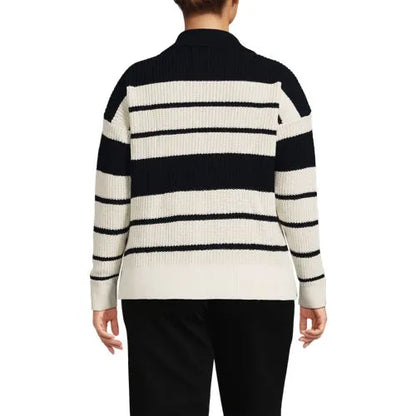 Women's Cotton Boucle Johnny Collar Shaker Pullover