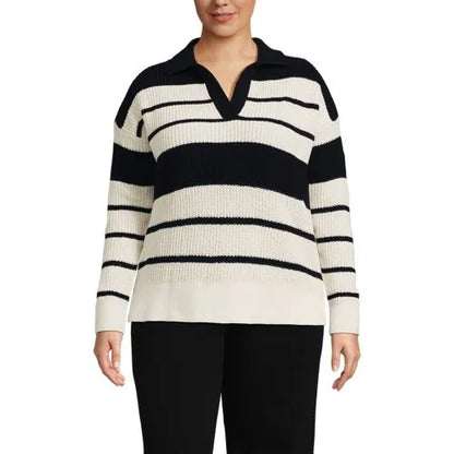 Women's Cotton Boucle Johnny Collar Shaker Pullover
