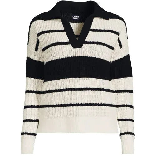 Women's Cotton Boucle Johnny Collar Shaker Pullover