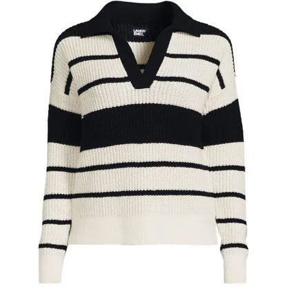 Women's Cotton Boucle Johnny Collar Shaker Pullover
