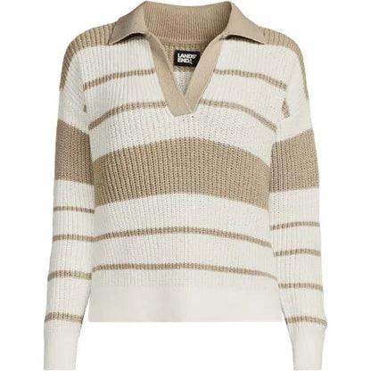 Women's Cotton Boucle Johnny Collar Shaker Pullover