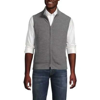 Men's Washable Merino Full Zip Sweater Vest