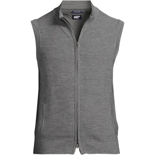 Men's Washable Merino Full Zip Sweater Vest