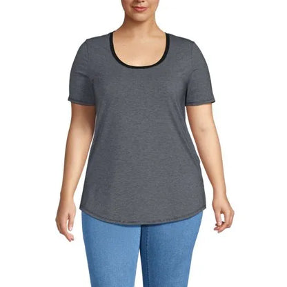 Women's Short Sleeve Power Performance Scoop Neck Curved Hem Tunic Tee