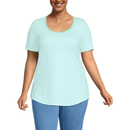 Women's Short Sleeve Power Performance Scoop Neck Curved Hem Tunic Tee
