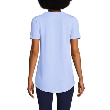 Women's Short Sleeve Power Performance Scoop Neck Curved Hem Tunic Tee