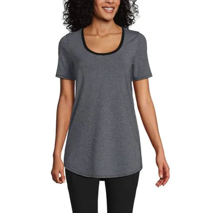 Women's Short Sleeve Power Performance Scoop Neck Curved Hem Tunic Tee