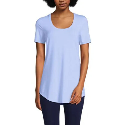Women's Short Sleeve Power Performance Scoop Neck Curved Hem Tunic Tee