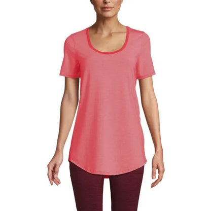 Women's Short Sleeve Power Performance Scoop Neck Curved Hem Tunic Tee