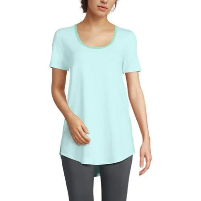 Women's Short Sleeve Power Performance Scoop Neck Curved Hem Tunic Tee