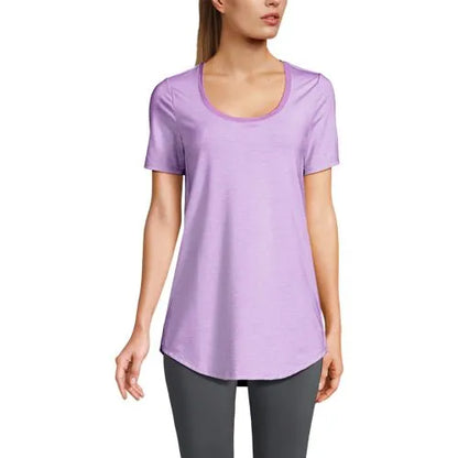 Women's Short Sleeve Power Performance Scoop Neck Curved Hem Tunic Tee
