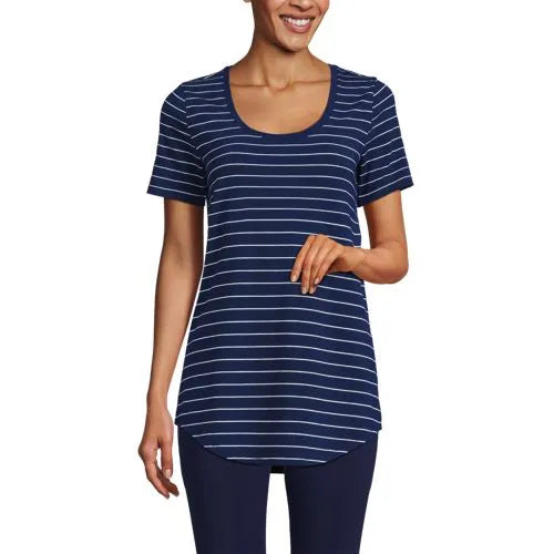 Women's Short Sleeve Power Performance Scoop Neck Curved Hem Tunic Tee