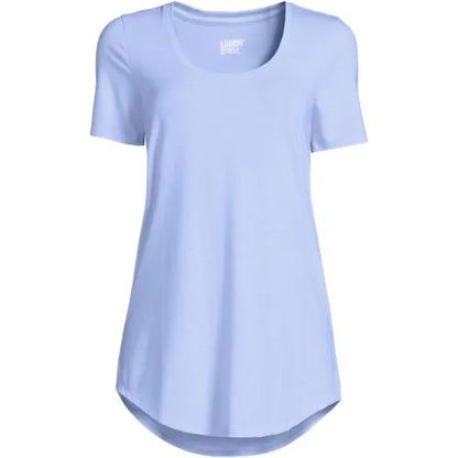 Women's Short Sleeve Power Performance Scoop Neck Curved Hem Tunic Tee