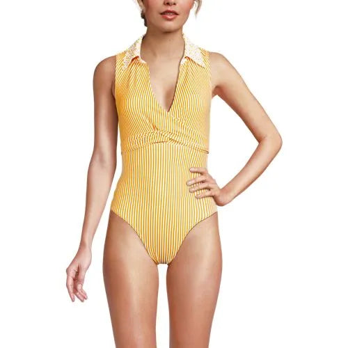 Women's Polo High Leg One Piece Swimsuit