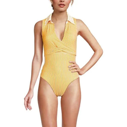 Women's Polo High Leg One Piece Swimsuit