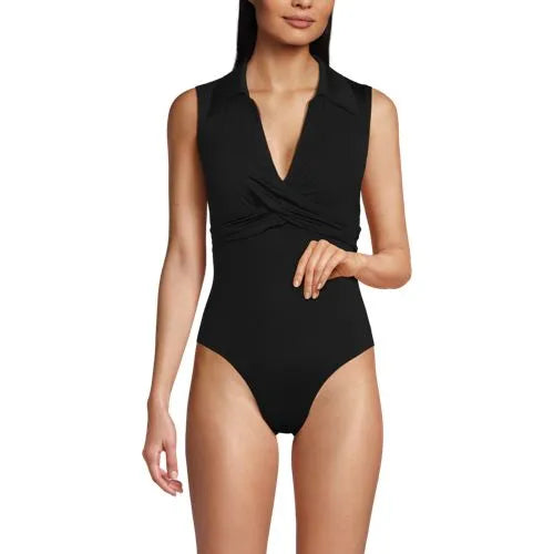 Women's Polo High Leg One Piece Swimsuit
