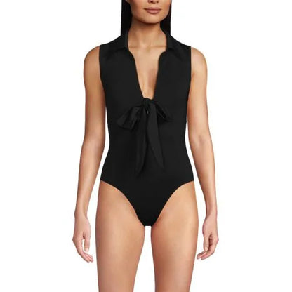 Women's Polo High Leg One Piece Swimsuit