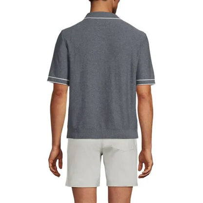 Men's Short Sleeve Cooling Zip Sweater Polo