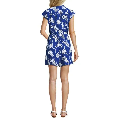 Women's Cap Sleeve Creaseless Button-Down Romper