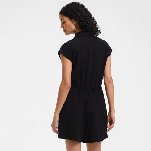 Women's Cap Sleeve Creaseless Button-Down Romper
