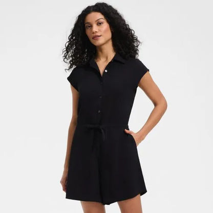 Women's Cap Sleeve Creaseless Button-Down Romper