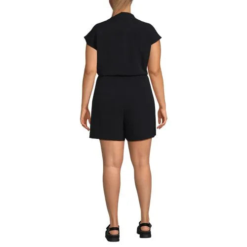 Women's Cap Sleeve Creaseless Button-Down Romper