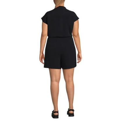Women's Cap Sleeve Creaseless Button-Down Romper