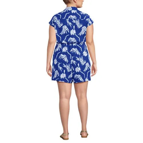 Women's Cap Sleeve Creaseless Button-Down Romper