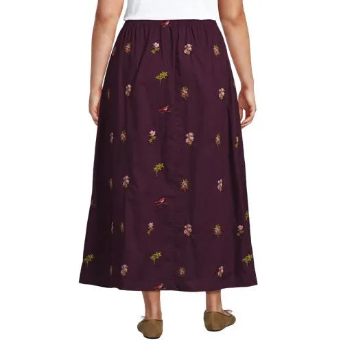 Women's Poplin Pull On Maxi Skirt